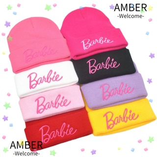 Amber หมวกบีนนี่ ผ้าวูลถัก ปักลายแมว สีชมพู ให้ความอบอุ่น แฟชั่นสําหรับผู้ชาย