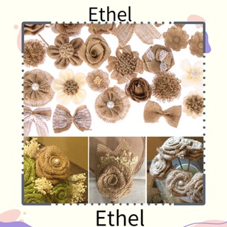 Ethel1 ดอกกุหลาบ ผ้ากระสอบ แฮนด์เมด สไตล์เรโทร สําหรับตกแต่งบ้าน งานแต่งงาน