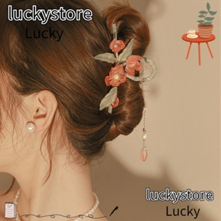 Lucky กิ๊บติดผม รูปดอกบัว ปลาฉลาม ประดับมุก พู่ สไตล์โบราณ คลาสสิก สําหรับผู้หญิง