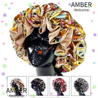 Amber หมวกคลุมผม ผ้าซาตินถักเปีย ยืดหยุ่น สําหรับผู้หญิง