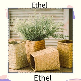 Ethel1 ตะกร้าหวายสาน ทรงสี่เหลี่ยม แฮนด์เมด สีเหลือง สีเขียว สําหรับใส่ดอกไม้ ในสวน