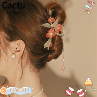 Cactu กิ๊บติดผมหางม้า ประดับพู่ ไข่มุก สไตล์โบราณ คลาสสิก สําหรับผู้หญิง