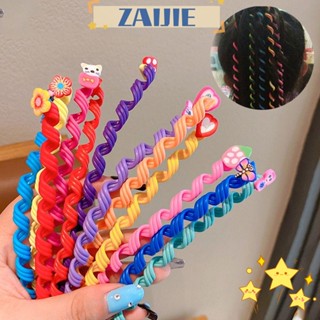 Zaijie24 เชือกถักเปีย, ที่คาดผมพลาสติกถัก สีสันสดใส, ยางยืดน่ารัก DIY อุปกรณ์จัดแต่งทรงผม ที่คาดผมเด็ก