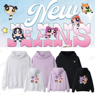 เสื้อกันหนาวลําลอง มีฮู้ด พิมพ์ลาย KPOP NewJeans Powerpuff Girls Pop Up ทรงหลวม แฟชั่นฤดูใบไม้ผลิ และฤดูใบไม้ร่วง สไตล์เกาหลี สําหรับผู้ชาย และผู้หญิง