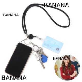 Banana1 สายคล้องบัตรประจําตัว ประดับคริสตัล พลอยเทียม แวววาว เพื่อความปลอดภัย