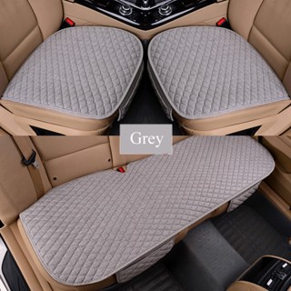 3PC Flax Car Seat Cover Four Seasons Front Rear Linen Fabric Cushion แผ่นรองป้องกันที่ระบายอากาศได้อุปกรณ์เสริมรถยนต์ขนาดสากล