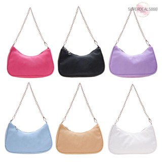 [SuperDeals888.th] กระเป๋าสะพายไหล่ หนัง PU แต่งสายโซ่ ขนาดเล็ก สีพื้น แฟชั่นสําหรับสตรี ✅