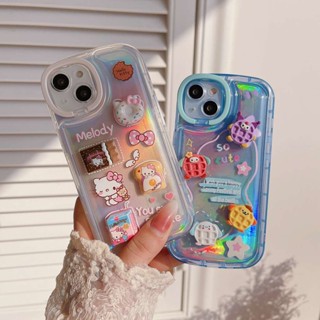 เคสโทรศัพท์มือถือนิ่ม ลาย Melody Kitty Cookie Sweet So Cute AirBag 3D พร้อมขาตั้ง สําหรับ IPhone 11 12 13 14 Pro Max 14Plus 14+