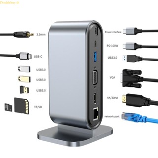 Doublebuy อะแดปเตอร์ฮับ Type C USB C 12 in 1 Rj45 PD VGA Ethernet 3 5 มม. SD