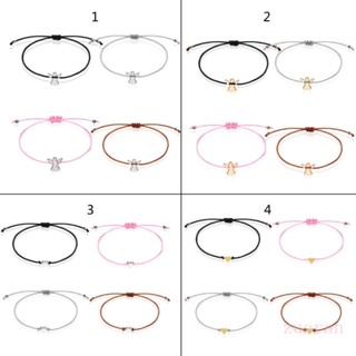 Zuo 4 ชิ้น มิตรภาพ สร้อยข้อมือ สเตนเลส นางฟ้า รัก หัวใจ สร้อยข้อมือ เครื่องประดับ