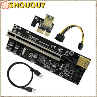 Shououy การ์ดไรเซอร์ PCI-E 6Pin 60 ซม. USB 3.0 สายเคเบิลคู่ LED 1X เป็น 16X