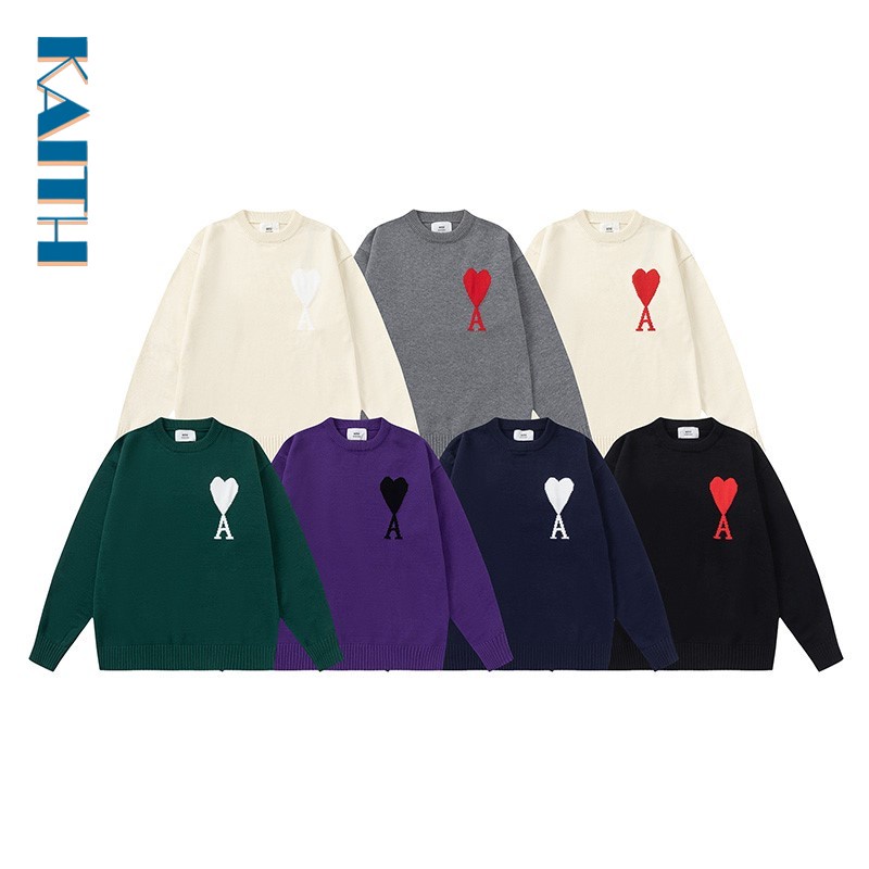 เสื้อกันหนาวแขนยาว คอกลม ปักลายหัวใจ ทรงหลวม ขนาดใหญ่ สีพื้น แฟชั่นยอดนิยม สไตล์เกาหลี ฮิปฮอป สําหรับผู้ชาย และผู้หญิง