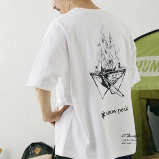 พร้อมส่ง เสื้อยืดแขนสั้น พิมพ์ลาย SNOW PEAK SNOW PEAK เหมาะกับใส่ตั้งแคมป์กลางแจ้ง สําหรับผู้ชาย และผู้หญิง