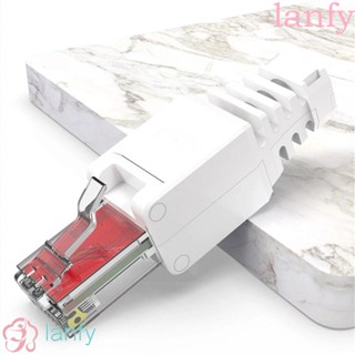 Lanfy ปลั๊กอีเธอร์เน็ตอีเธอร์เน็ต RJ45 CAT6A หัวคริสตัล สําหรับคอมพิวเตอร์