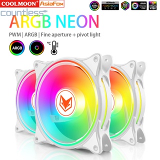 Coolmoon พัดลมระบายความร้อนเคส PC 120 มม. 4PIN PWM ควบคุมอุณหภูมิ 5V 3PIN ARGB AURA SYNC 1-5 ชิ้น [countless.th]