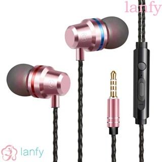 Lanfy หูฟังไมโครโฟน แบบพกพา พร้อมไมโครโฟน เสียงเบสระยะไกล สําหรับโทรศัพท์มือถือ