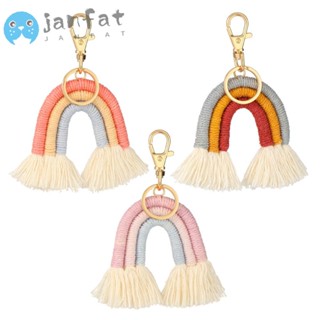 Janfat พวงกุญแจไฟเบอร์ ห้อยพู่ สีรุ้ง สําหรับห้อยกระเป๋าถือ 1 ชิ้น 3 ชิ้น