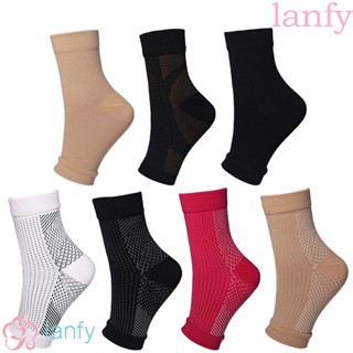 Lanfy ถุงเท้ากีฬา ผ้าไนล่อน ยืดหยุ่น ป้องกันข้อเท้า บรรเทาความเมื่อยล้า 1 คู่