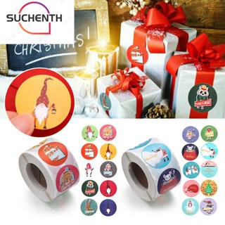 Suchenth สติกเกอร์ซีล ลายคริสต์มาส สําหรับตกแต่งซองจดหมาย บรรจุภัณฑ์