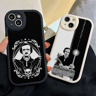 เคสโทรศัพท์มือถือหนังแกะ ซิลิโคน ลาย Edgar Allan Poe สําหรับ Iphone 14 Pro Max 13 12 11 Mini X Xr Xs 8 7