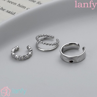 Lanfy ต่างหูคริสตัล แบบหนีบ ไม่ต้องเจาะหู สไตล์ฮิปฮอป หรูหรา สําหรับผู้หญิง