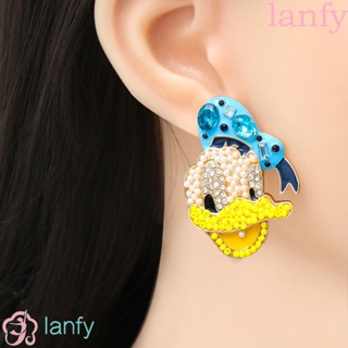 Lanfy ผู้หญิง ต่างหูสตั๊ด ของขวัญวินเทจ สําหรับเด็กผู้หญิง กบ อารมณ์ คริสตัล เกาหลี ต่างหูหยดน้ํา