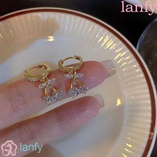 Lanfy เครื่องประดับ ต่างหู อัลลอย ประดับเพทายน่ารัก หรูหรา สําหรับผู้หญิง