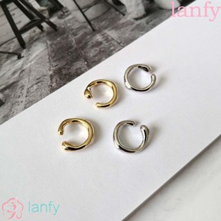 Lanfy ต่างหูคลิป ทรงกลม เรขาคณิต เครื่องประดับ สไตล์มินิมอล สําหรับผู้หญิง ผู้ชาย