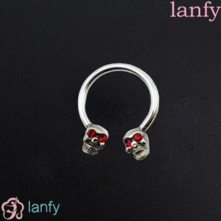 Lanfy ต่างหูสตั๊ด สเตนเลส ประดับเพชร เจาะริมฝีปาก แฟชั่นสําหรับผู้หญิง