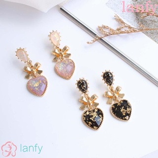 Lanfy ต่างหูสตั๊ด เรซิน โลหะ เครื่องประดับ ของขวัญปาร์ตี้ สําหรับผู้หญิง