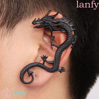 Lanfy เครื่องประดับแฟชั่น ต่างหู โลหะผสม รูปมังกร สไตล์วินเทจ สําหรับผู้หญิง และผู้ชาย