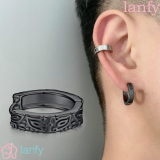 Lanfy ต่างหูห่วงเงิน รูปสัตว์ประจําตํานาน เรียบง่าย สไตล์เรโทร สําหรับผู้หญิง ผู้ชาย