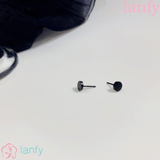 Lanfy ต่างหูสตั๊ด ทรงกลม เท่ เรียบง่าย ปาร์ตี้ ผู้ชาย สตรีท สวม เหล็กไทเทเนียม ต่างหูเกาหลี