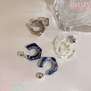 Lanfy ต่างหูอะคริลิค ทรงเรขาคณิต เรียบง่าย เครื่องประดับแฟชั่น สไตล์เกาหลี สําหรับผู้หญิง