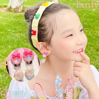 Lanfy ต่างหูแบบหนีบ ประดับพู่ รูปกระต่าย สตรอเบอร์รี่ สําหรับเด็กผู้หญิง นักเรียน