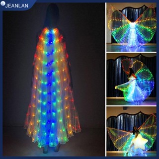 Jeanlan ปีกผีเสื้อเรืองแสง LED สีรุ้ง สําหรับเต้นรําหน้าท้อง