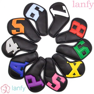 Lanfy ผ้าคลุมหัวไม้กอล์ฟ เหล็ก ปักลาย 4-9 P S A X อุปกรณ์เสริม สําหรับฝึกตีกอล์ฟ 10 ชิ้น ต่อชุด