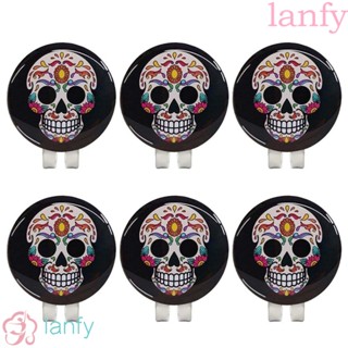 Lanfy คลิปหนีบหมวกกอล์ฟ แบบแม่เหล็ก ลายกะโหลก สําหรับฝึกตีกอล์ฟ