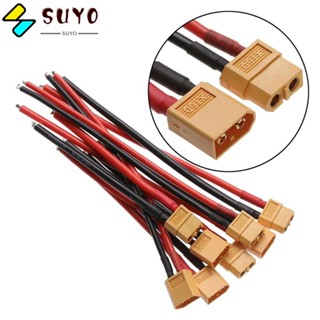 Suyo ปลั๊กตัวผู้ ตัวเมีย XT60H 14AWG 12AWG พร้อมปลอกหุ้มสายเคเบิล XT60 ทองแดง 10 ซม. 15 ซม. XT60 ชุบทอง สําหรับโดรนบังคับ