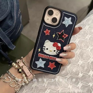 เคสโทรศัพท์มือถือ ผ้ายีน กันกระแทก ลายเฮลโลคิตตี้ สําหรับ Apple Iphone 14promax 13 11 14pro 13pro 14