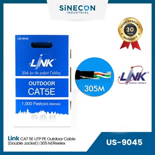 Link(ลิ้งค์) สายแลน CAT 5E US-9045 | UTP, PE OUTDOOR (Double Jacket) Black ความยาว 305 M./Reelex