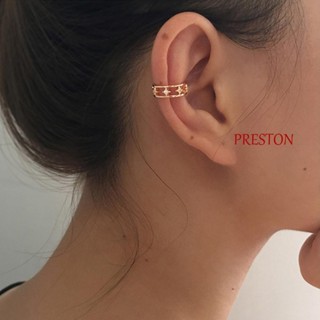 Preston ต่างหูแฟชั่น แบบหนีบ รูปดาว ประดับคริสตัล สองชั้น ไม่ต้องเจาะ