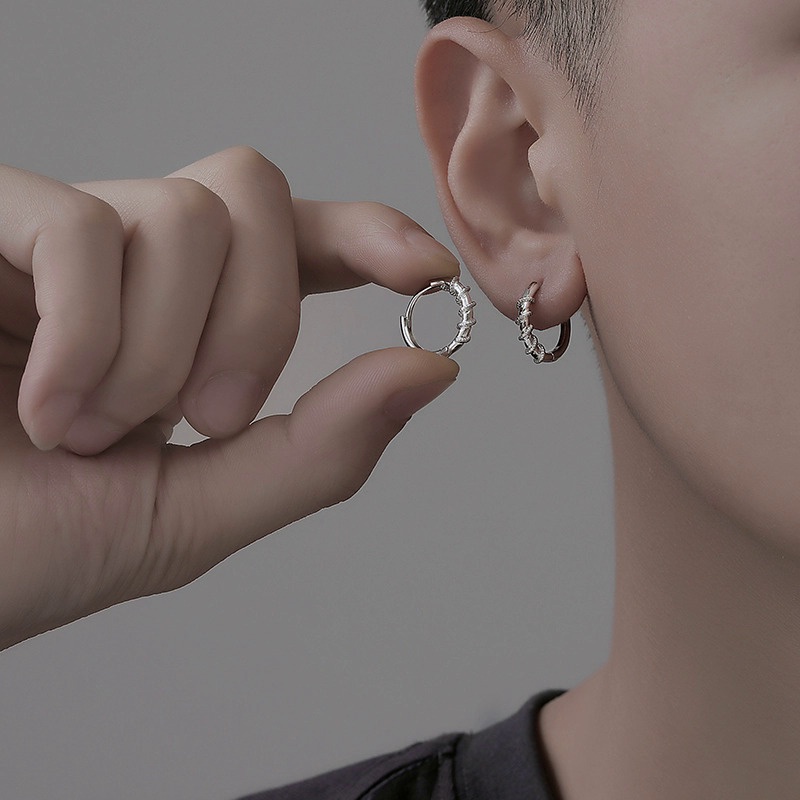 Line Winding Silver Earings สําหรับชาย S925 Earings สําหรับผู้หญิง Hypoallergenic ต่างหูชุด Hikaw Ea