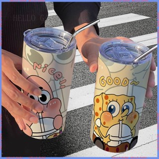 🥤Animation Peripheral Limited Water Cup🥤กระติกน้ําร้อน สเตนเลส แบบพกพา ลาย SpongeBob SquarePants Pie Daxing สําหรับสํานักงาน