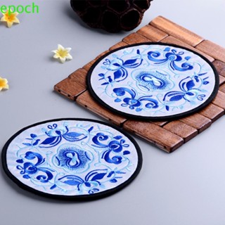 Epoch แผ่นฉนวนกันความร้อน ปักลาย สไตล์จีนวินเทจ กันลื่น สําหรับรองแก้ว