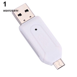 ☼Wt 2 in 1 เครื่องอ่านการ์ด USB OTG Micro USB TF SD สําหรับโทรศัพท์ PC