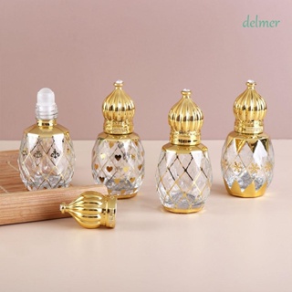 Delmer ขวดน้ําหอมเปล่า เคลือบไฟฟ้า สีทอง 10 มล. เติมได้ สไตล์วินเทจ สําหรับงานแต่งงาน