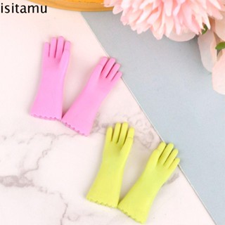 Isitaft ถุงมืออบขนมจิ๋ว 1:12 สีชมพู เขียว อุปกรณ์เสริม สําหรับตกแต่งบ้านตุ๊กตา 1:6