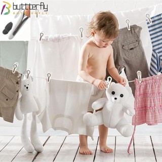 Buttterfly คลิปหนีบเสื้อผ้า กันลม อเนกประสงค์ สีเทา 12 ชิ้น