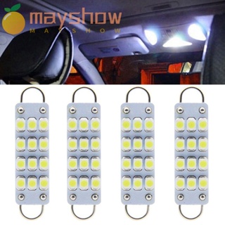 Mayshow หลอดไฟอ่านหนังสือ LED 3528 12SMD 44 มม. สีขาว สําหรับรถยนต์ 4 ชิ้น